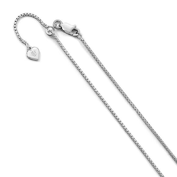 1.25mm Rhodium Sterling Silver Adj. Round Box Chain Necklace, 22 Inch - Picture 1 of 5